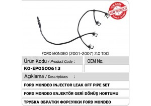 1211896 1233556 2S7Q9K022AF 3S7Q9K022CC Ford Mondeo Enjektör Geri Dönüş Hortumu
